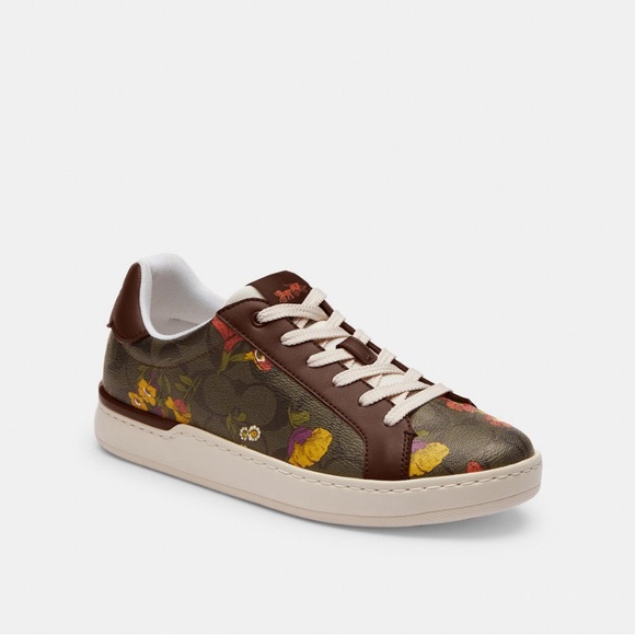 NWT Coach Outlet Clip Low Top Sneaker In Signature Canvas With Floral Print - Picture 3 of 6